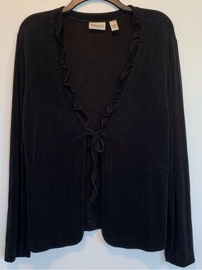 Vintage Chico’s Travelers Black Slinky Knit Cardigan Tie Front 2